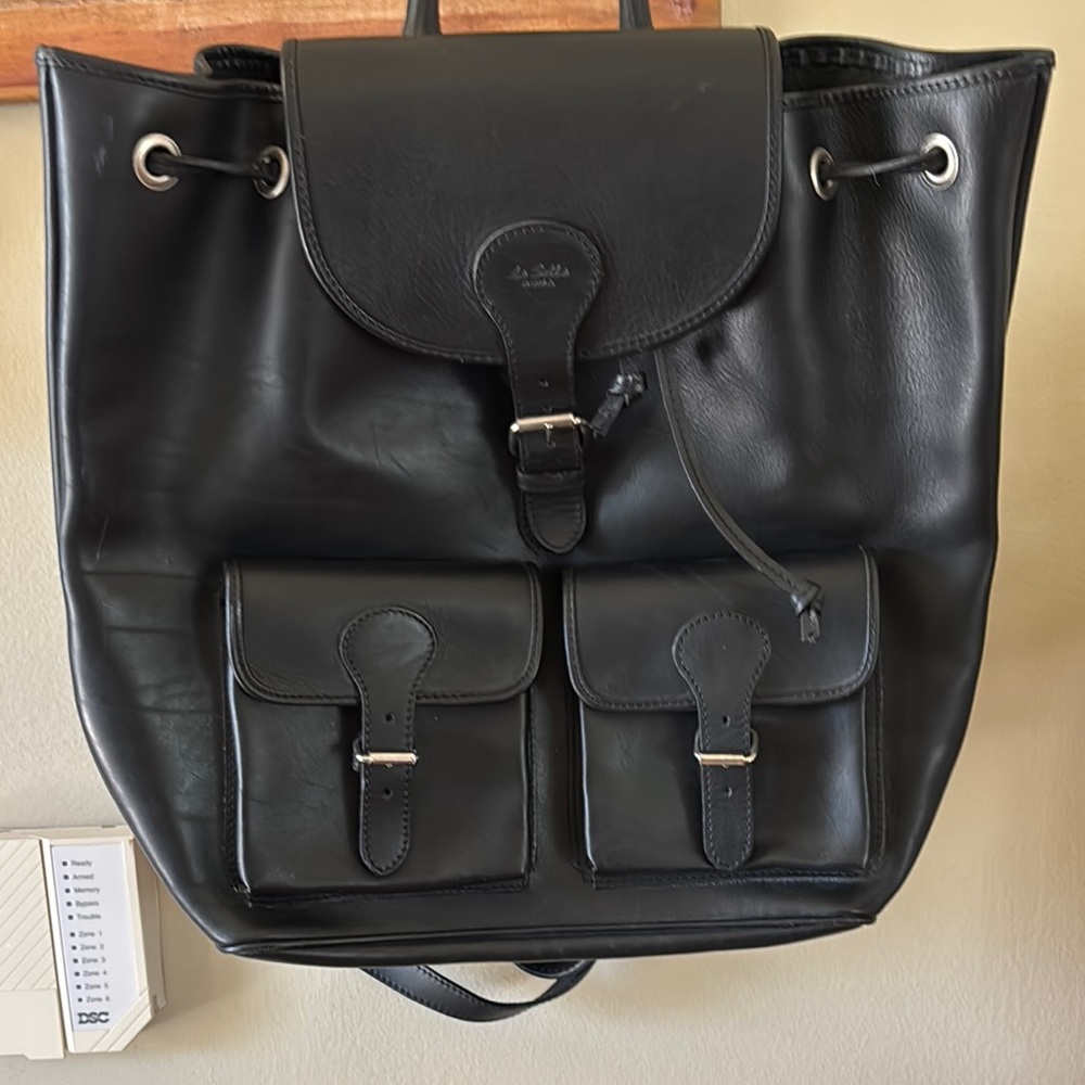 LA SELLA ROMA Black Leather Backpack